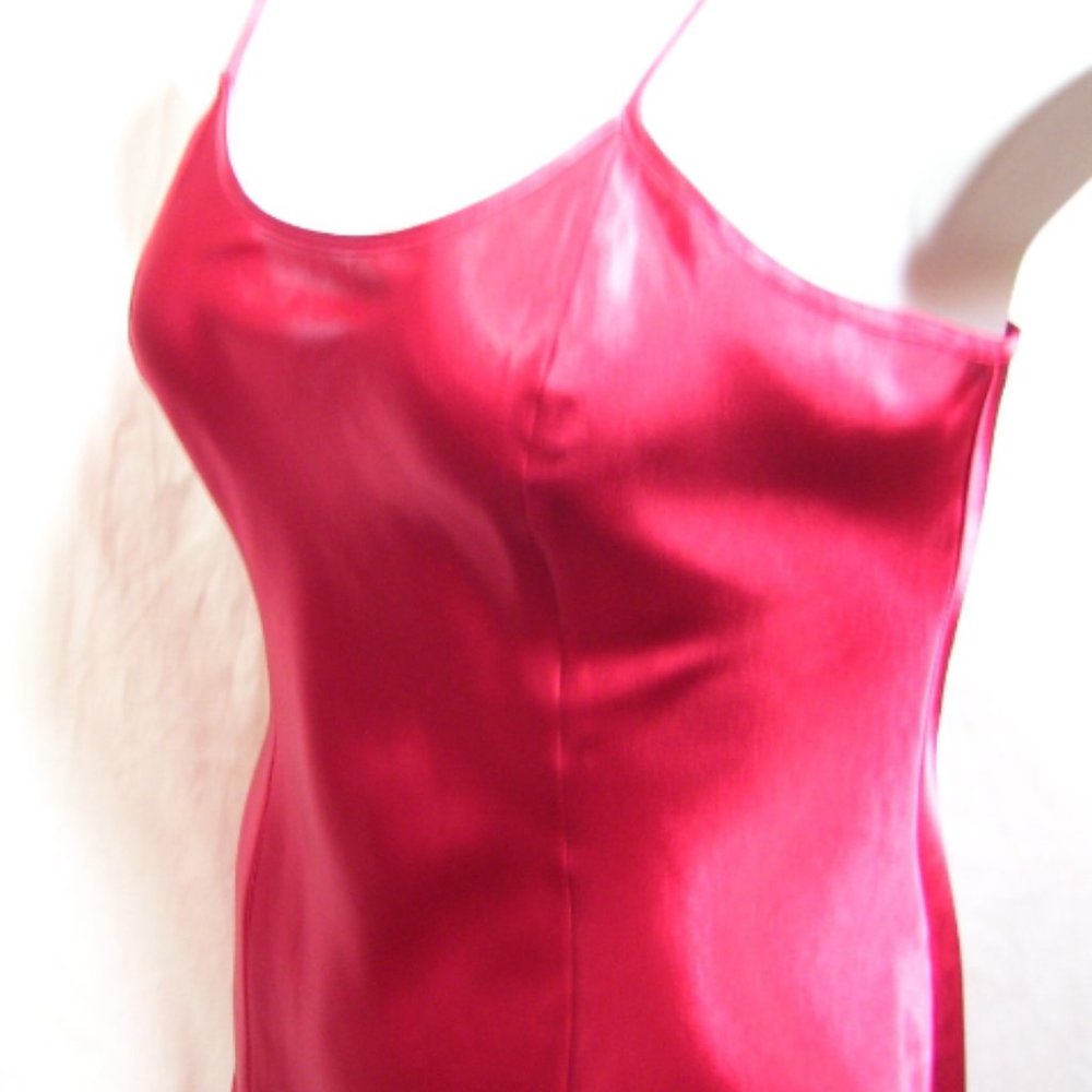 Elegant Lux Sexy Massini Red Satin & Chiffon Chemise Nightgown NWOT Size M